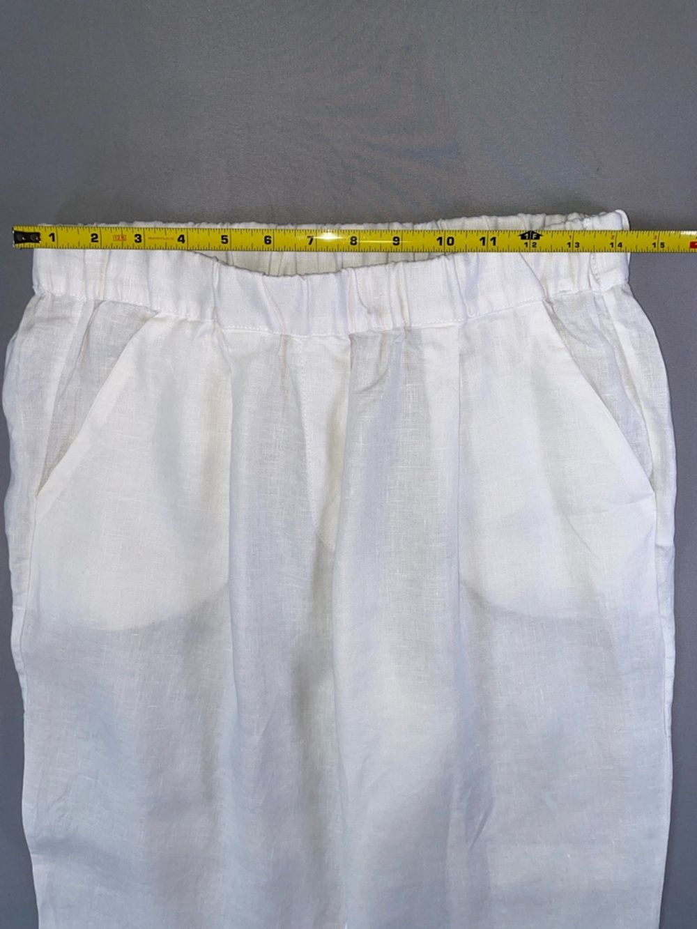 Cento Lino 100% Linen Made in Italy White Elastic Waist Trousers Size Medium - Picture 4 of 9